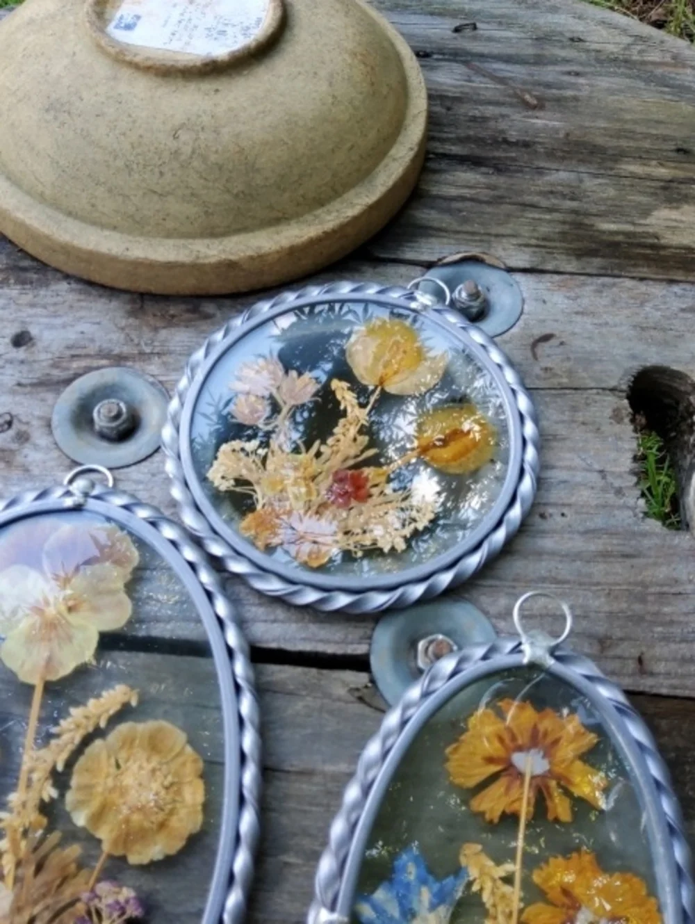 Vintage Three Piece Dried Flower Wall Hanging